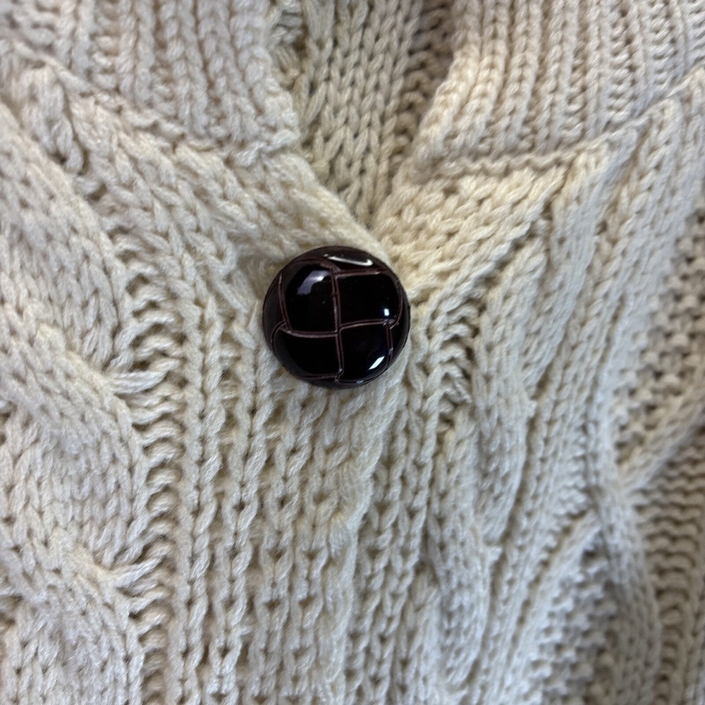 Chunky Cable Knit Fisherman Cardigan Sweater Big Buttons Soft Tunic Oversized OS - Picture 4 of 12